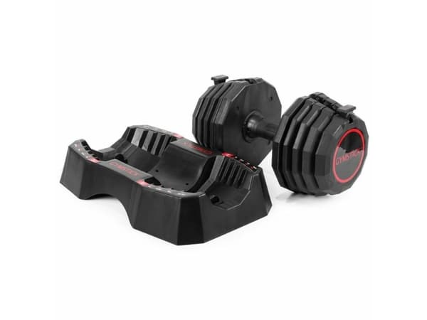 Gymstick 61031, justerbar dumbbell, Sort, Rød, Akrylonitril-butadien-styren (ABS), Termoplastisk gummi (TPR), Nylon, 22,5 kg, 440 x 280 x 215 mm