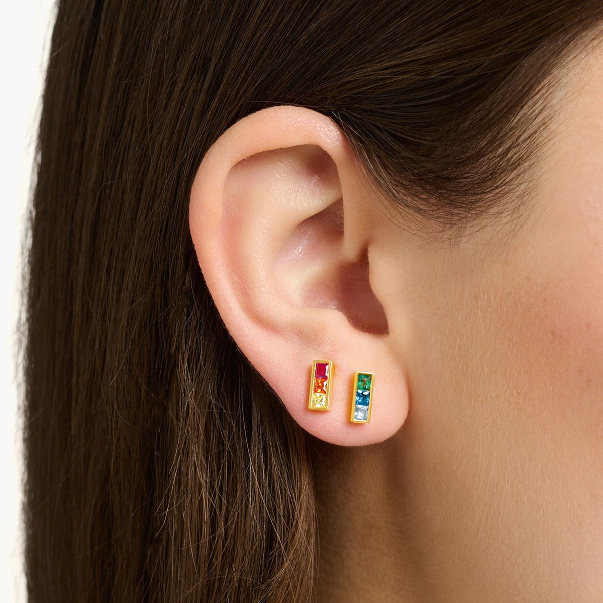 Boucles d'oreilles Thomas Sabo argent doré oxydesarc-en-ciel