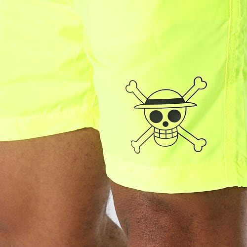 Short De Bain Logo Jaune Fluo