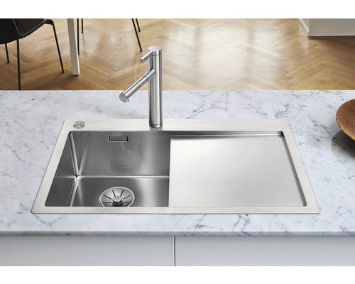 Blanco CLARON 4 S-IF spoelbak, 780 x 510 mm, roestvrij staal, 521623, 1 bak, met afdruipgedeelte, bak rechts, vlak ingebouwd
