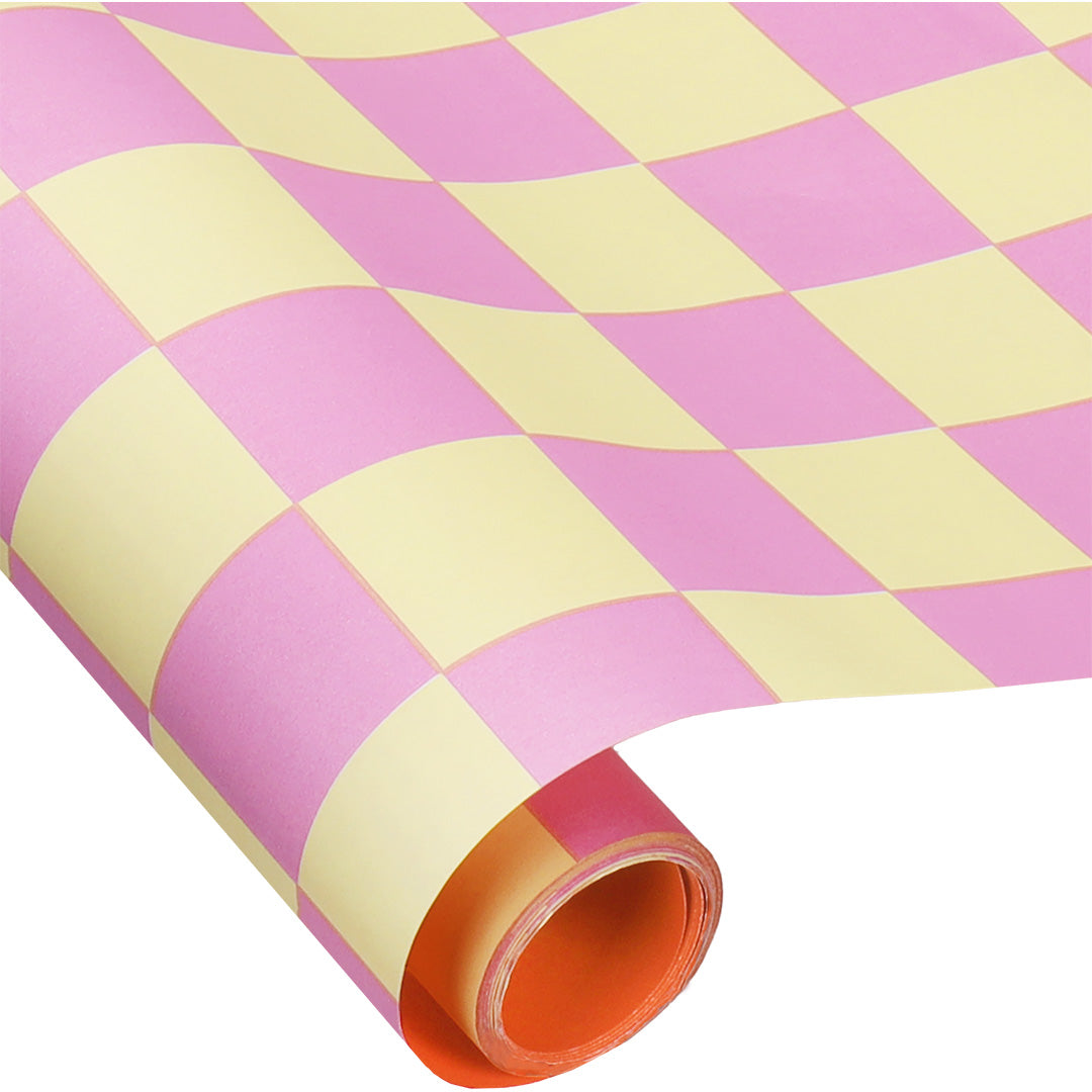 ole inpakpapier checkerboard - vanilla - violet - 3 m