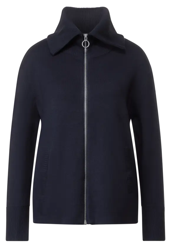 Zipper Troyer Strickjacke - deep blue