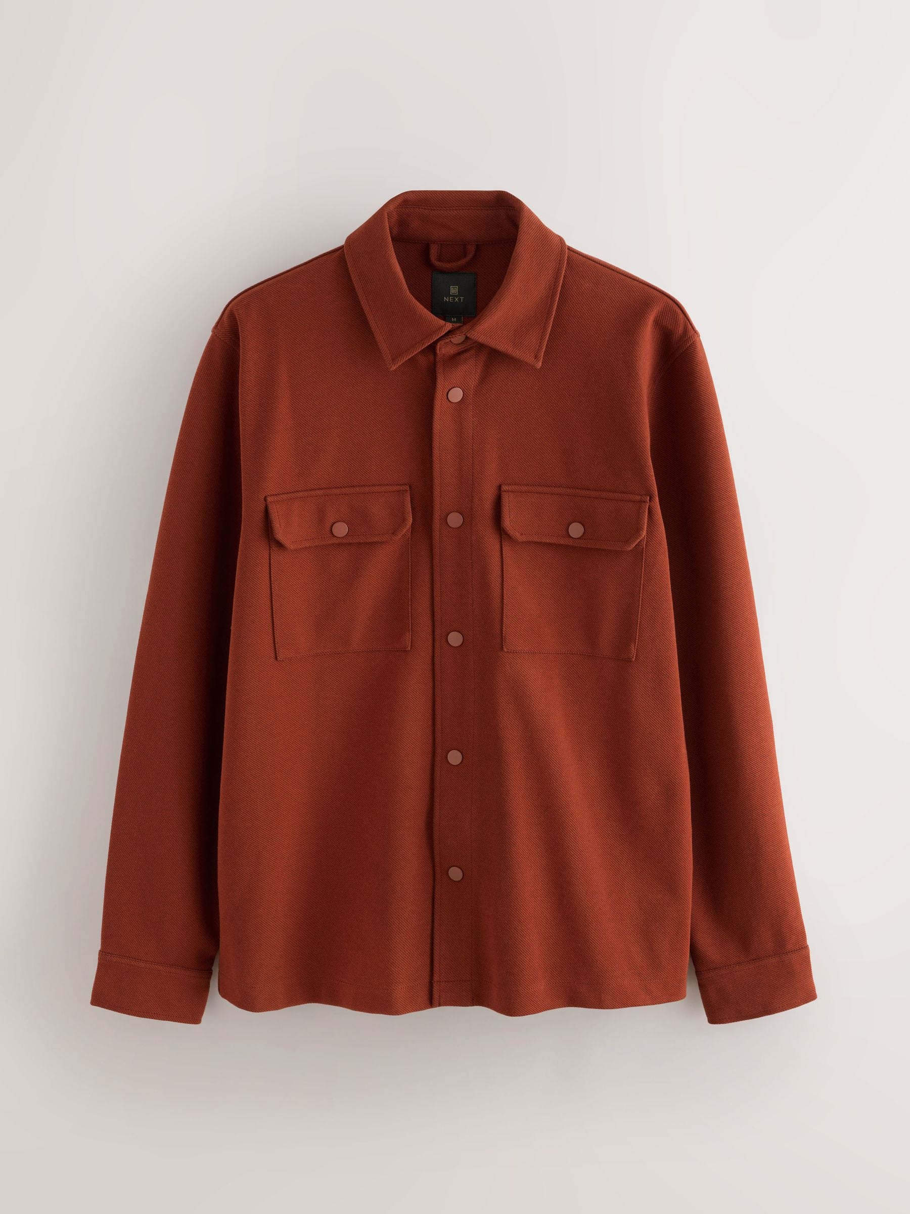 Roestbruin - Jersey keperstof Overshirt met drukknopen