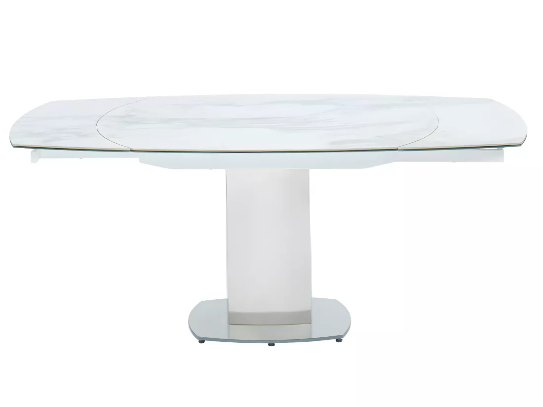 Table à manger extensible TALICIA - 4 à 6 personnes - Céramique et Acier - Effet Marbre