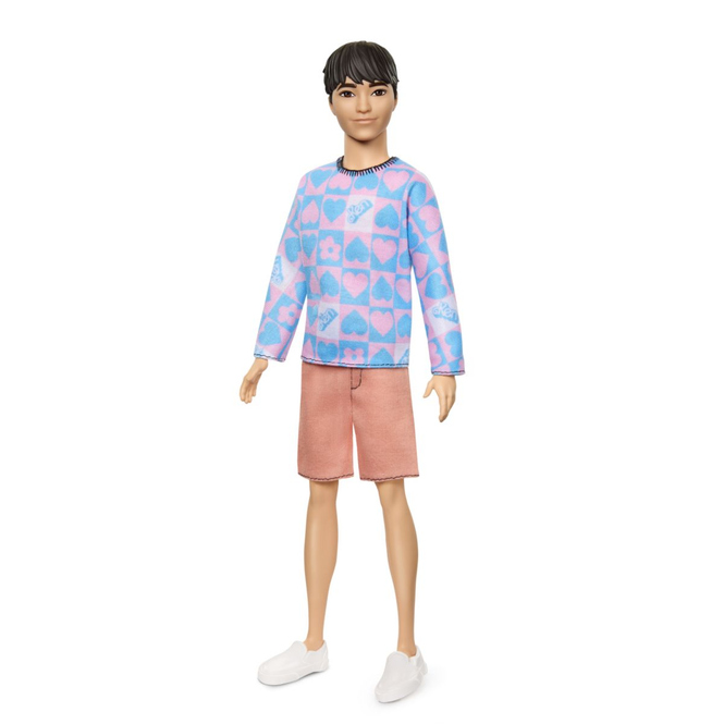 Barbie - Ken - Blau-rosa Pulli - Schwarze Haare