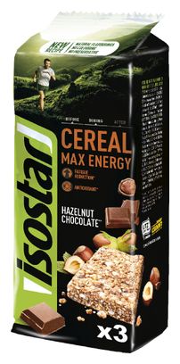Barres énergétiques Isostar Cereal Max Noisette/Chocolat - 3x55g