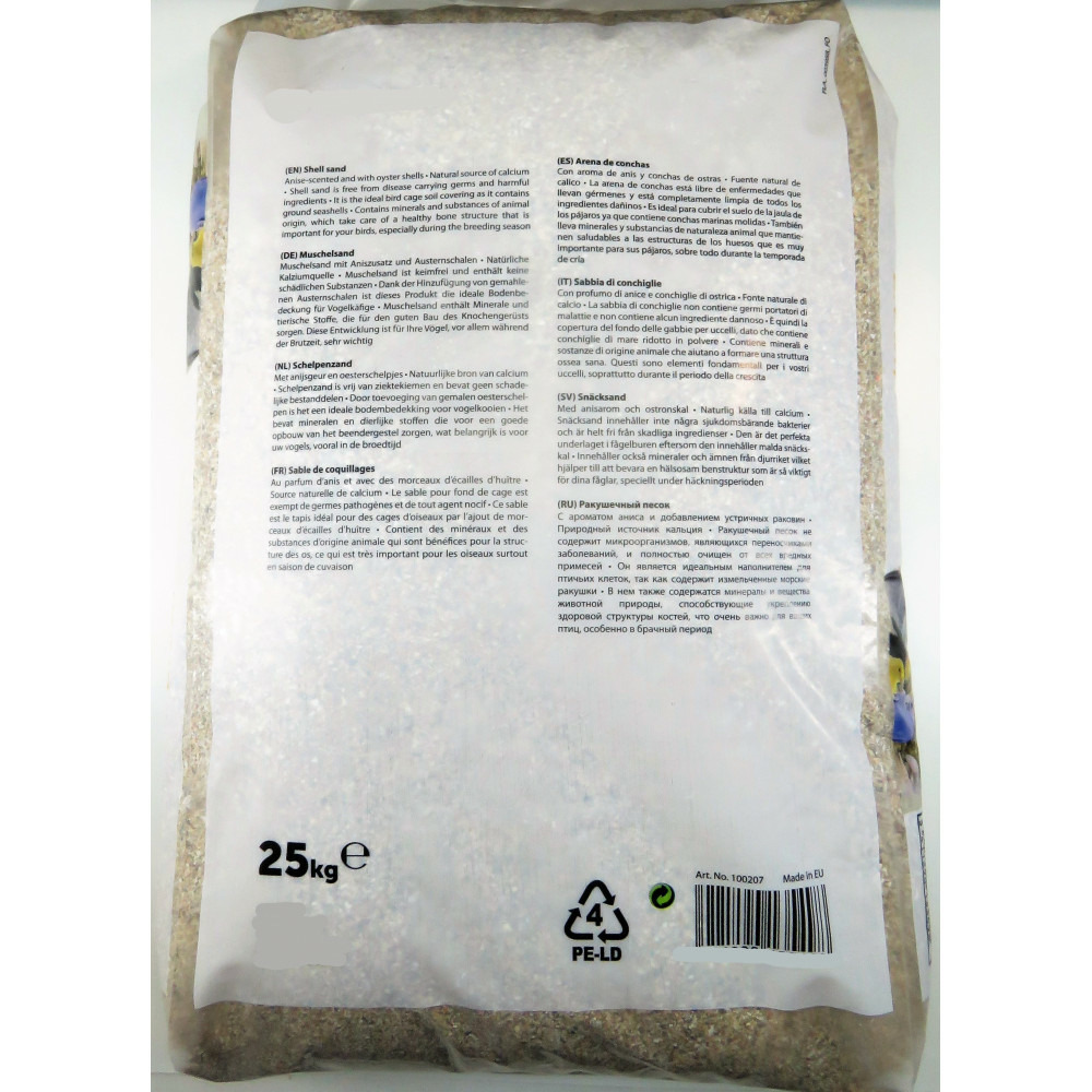 Coquilles d'huîtres brun krusta 25 kg pour oiseaux