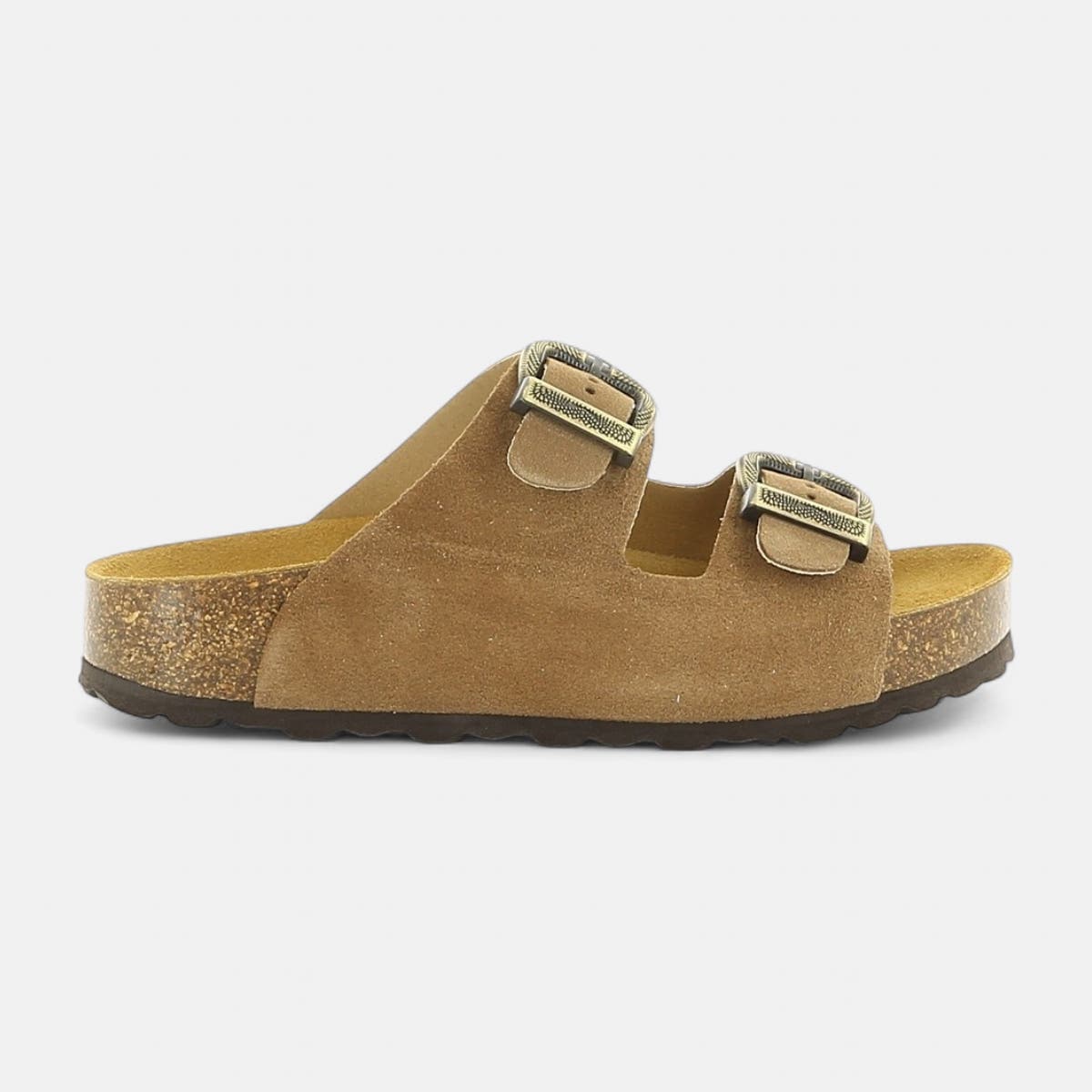 Mules semelle liège Femme en cuir marron
