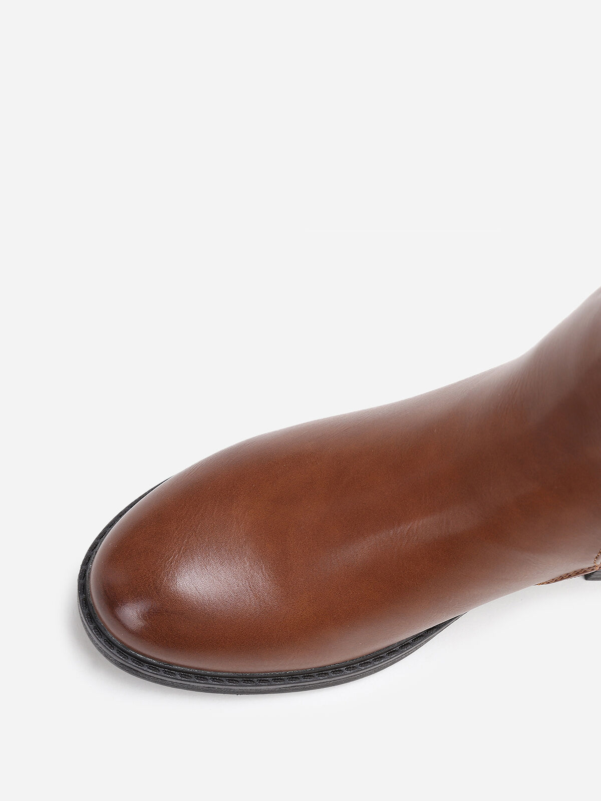 Bottines Chelsea à boucle et détails dorés- Marron