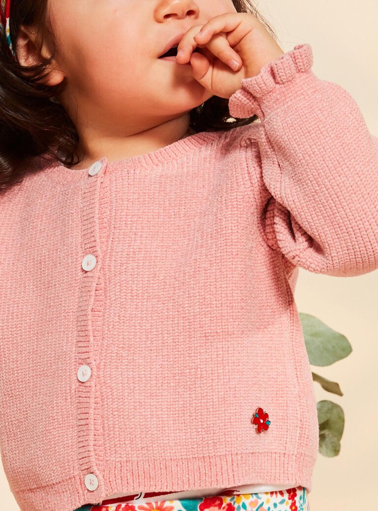 Gilet en tricot rose