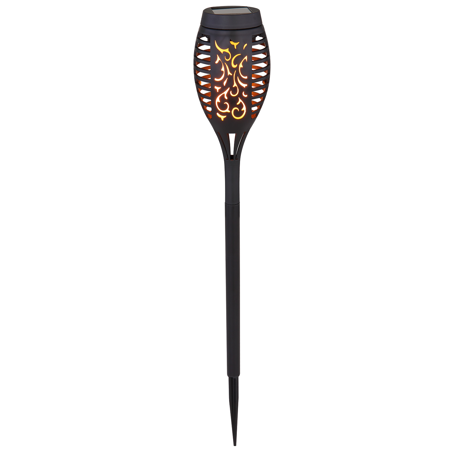 Solar-LED-Erdspieß - schwarz - Flammeneffekt - 49 cm