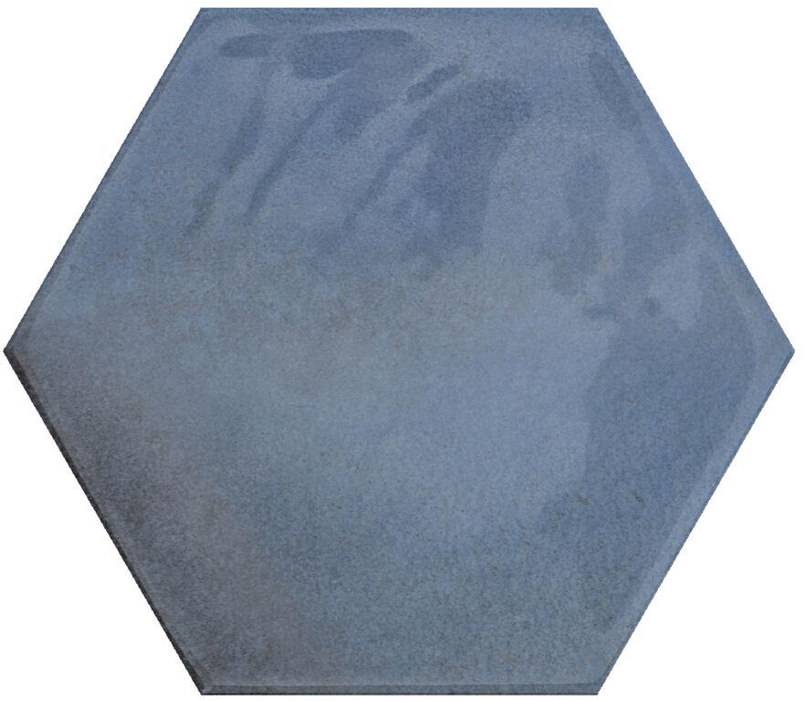 Tegelsample: Jabo Moon Blue keramische wandtegel hexagon 16x18cm