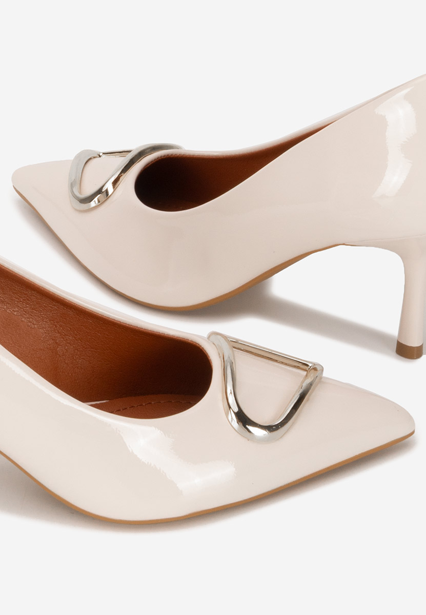Chaussures vernies à talon beige Berenise