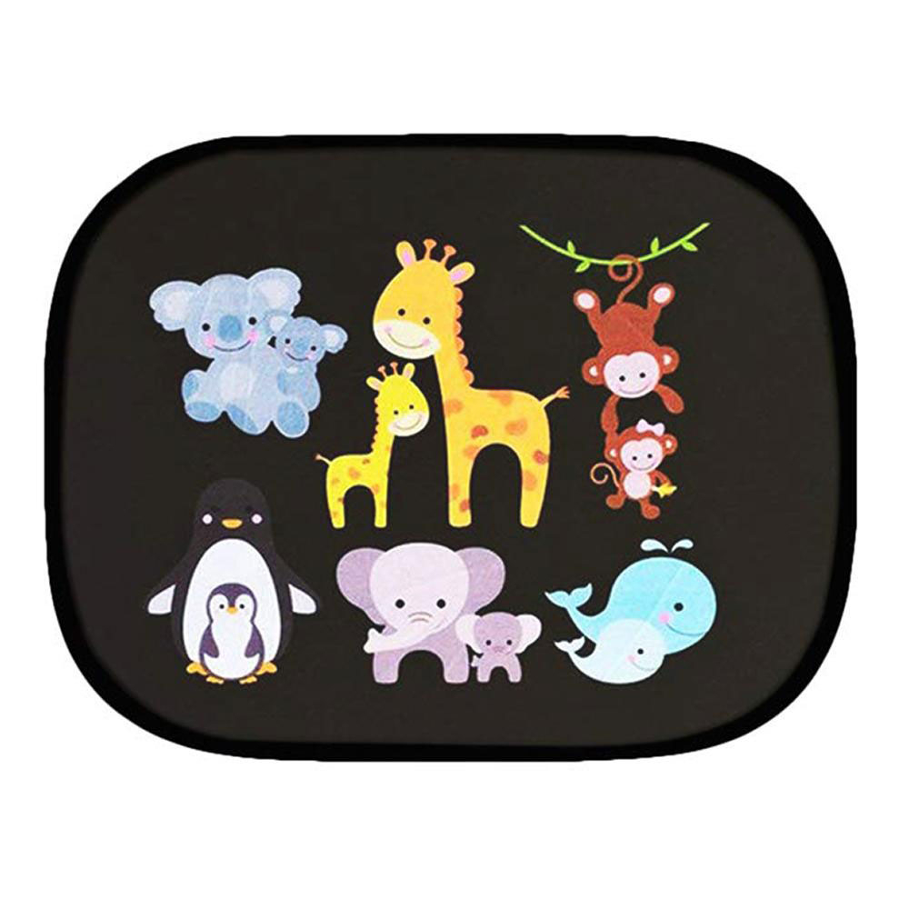 (2er Set) 44x36cm Statische Pop-Up Auto Sonnenblende Kinder Seitenscheibe mit UV-Schutz - Zoo