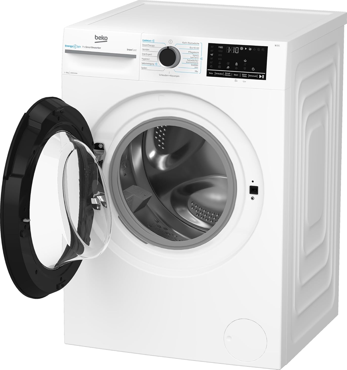 Beko BM3WFU4841N freistehende Waschmaschine, Waschvollautomat, 8 kg, EnergySpin, Schleuderwahl 1400 U/min, IronFast weniger Falten, Hygiene+ allergikergeeignet, Coldwash Wasser-& Zeitersparnis, Weiß