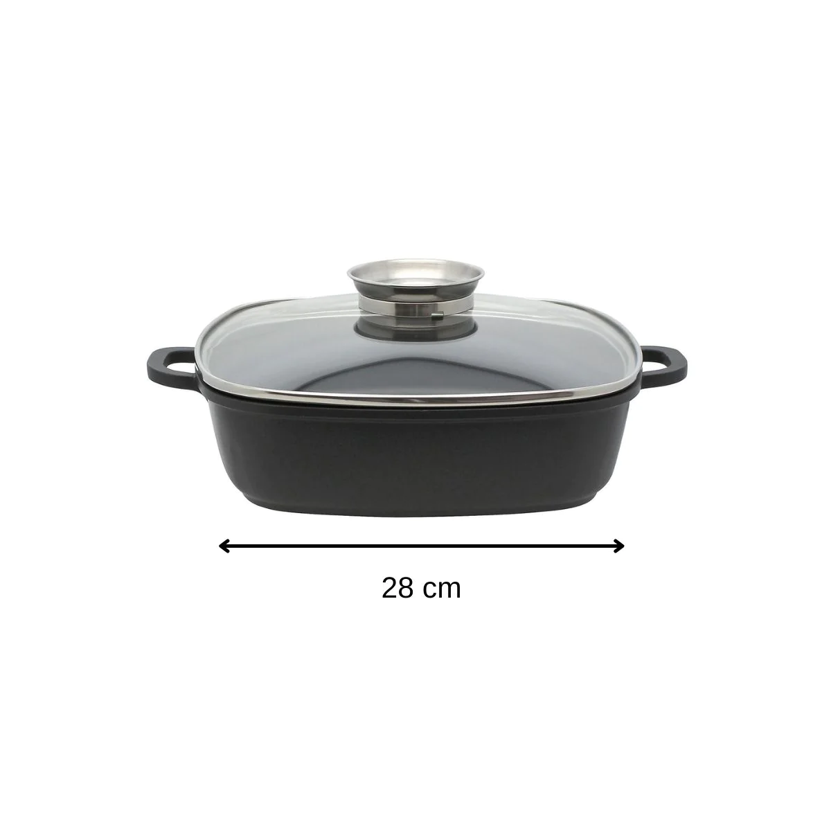 Marmite carrée 28 cm avec couvercle compatible tous feux Alucast Elo