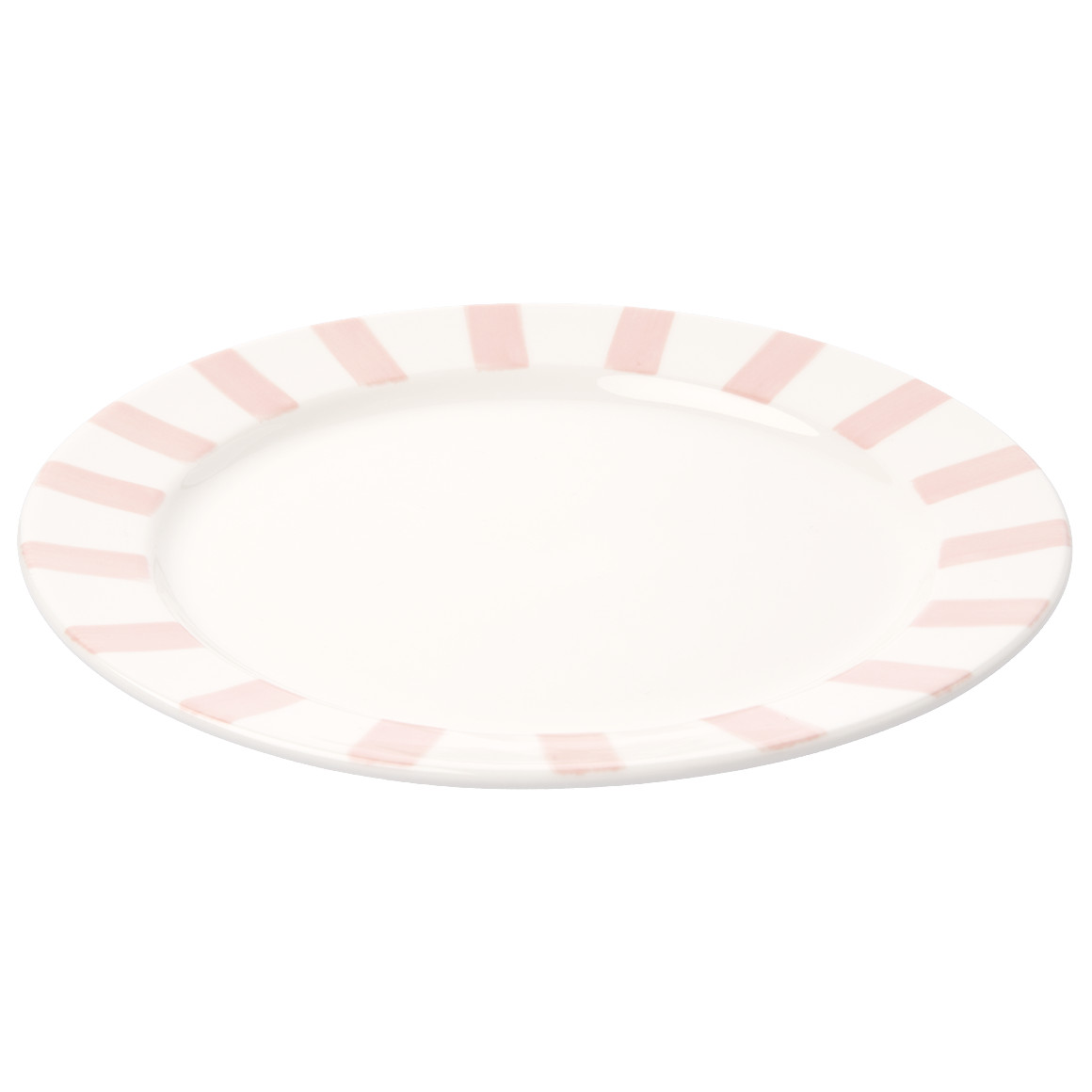 Teller mit Streifen-Muster rosa / weiss