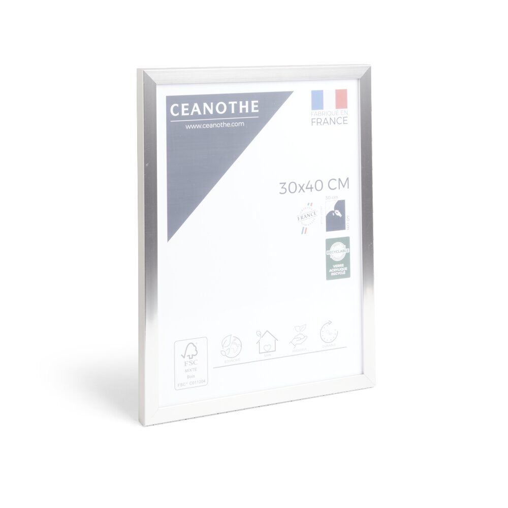 Cadre Precious résine coloris gris acier 32,7x2,2x42,7cm pour photo 30x40cm