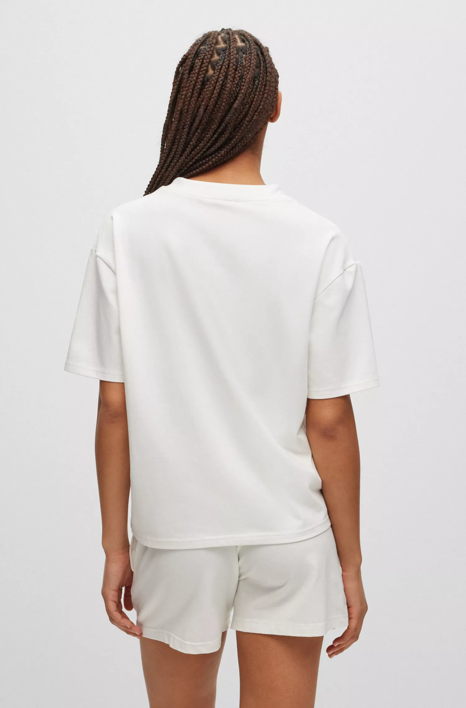 Camiseta HUGO vermelha de modelagem relaxada com logo contrastante em malha macia.