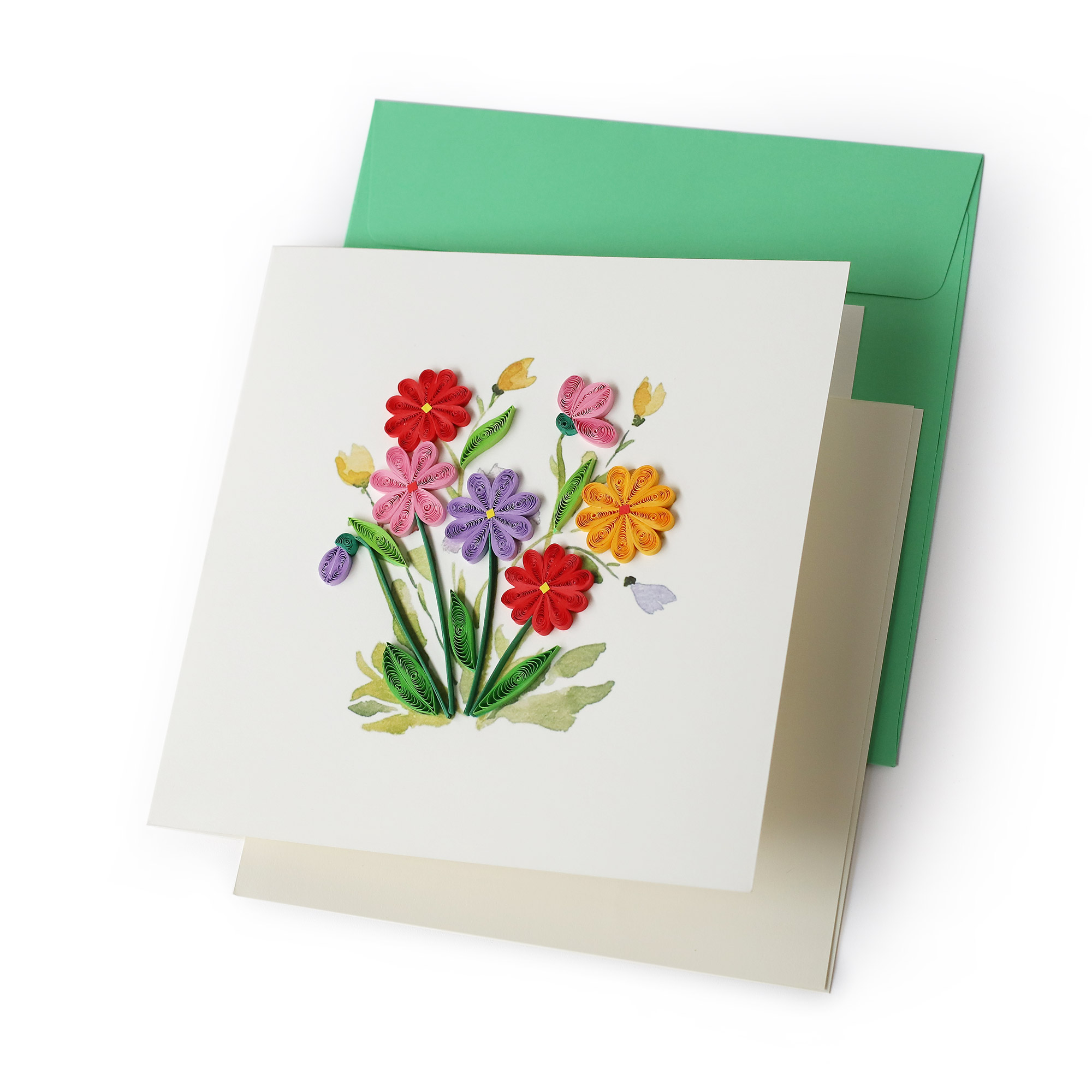 Grußkarte 'Bunte Blumen', B 15 cm, H 15 cm günstig bestellen