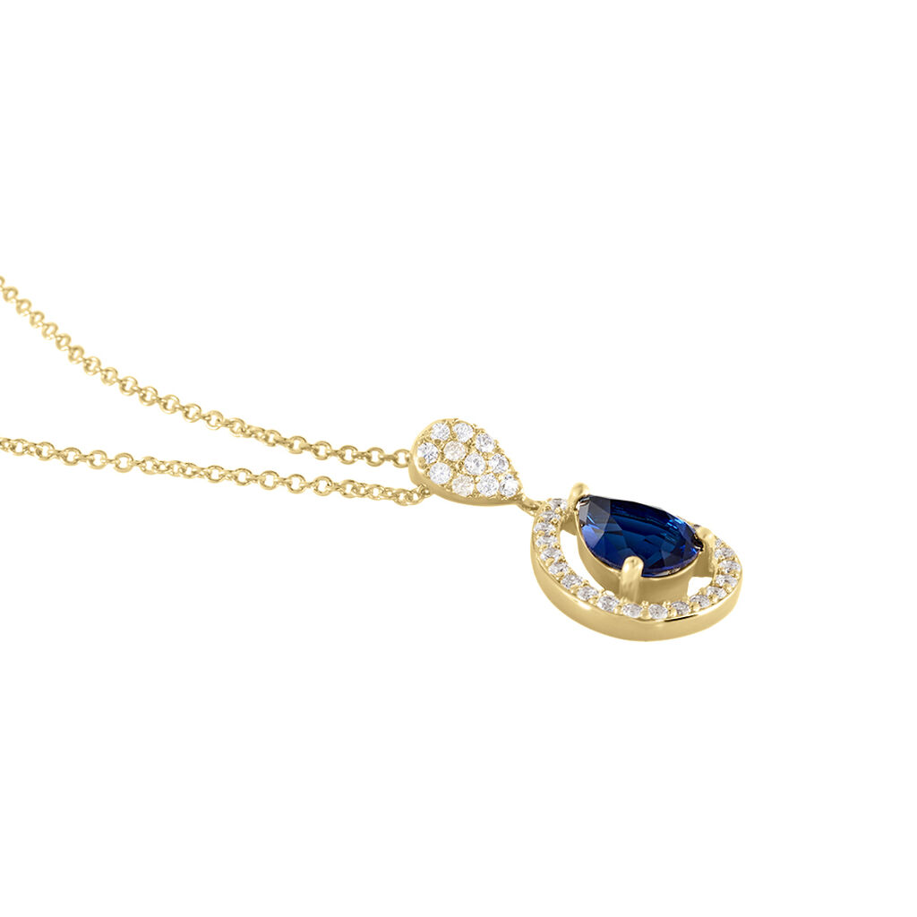 Collier Brigita Plaqué Or Pierre De Synthese Et Oxyde De Zirconium
