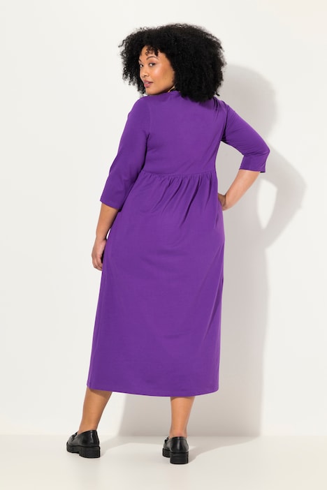 Jersey-Maxikleid, A-Linie, Rundhals, 3/4-Arm, Taschen