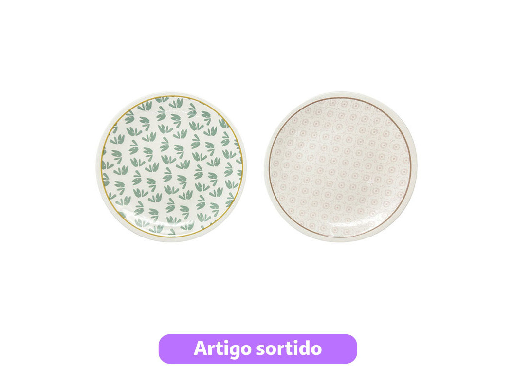 PRATO DE PÃO ACTUEL PORCELANA 15X1.8CM CORES SORTIDAS