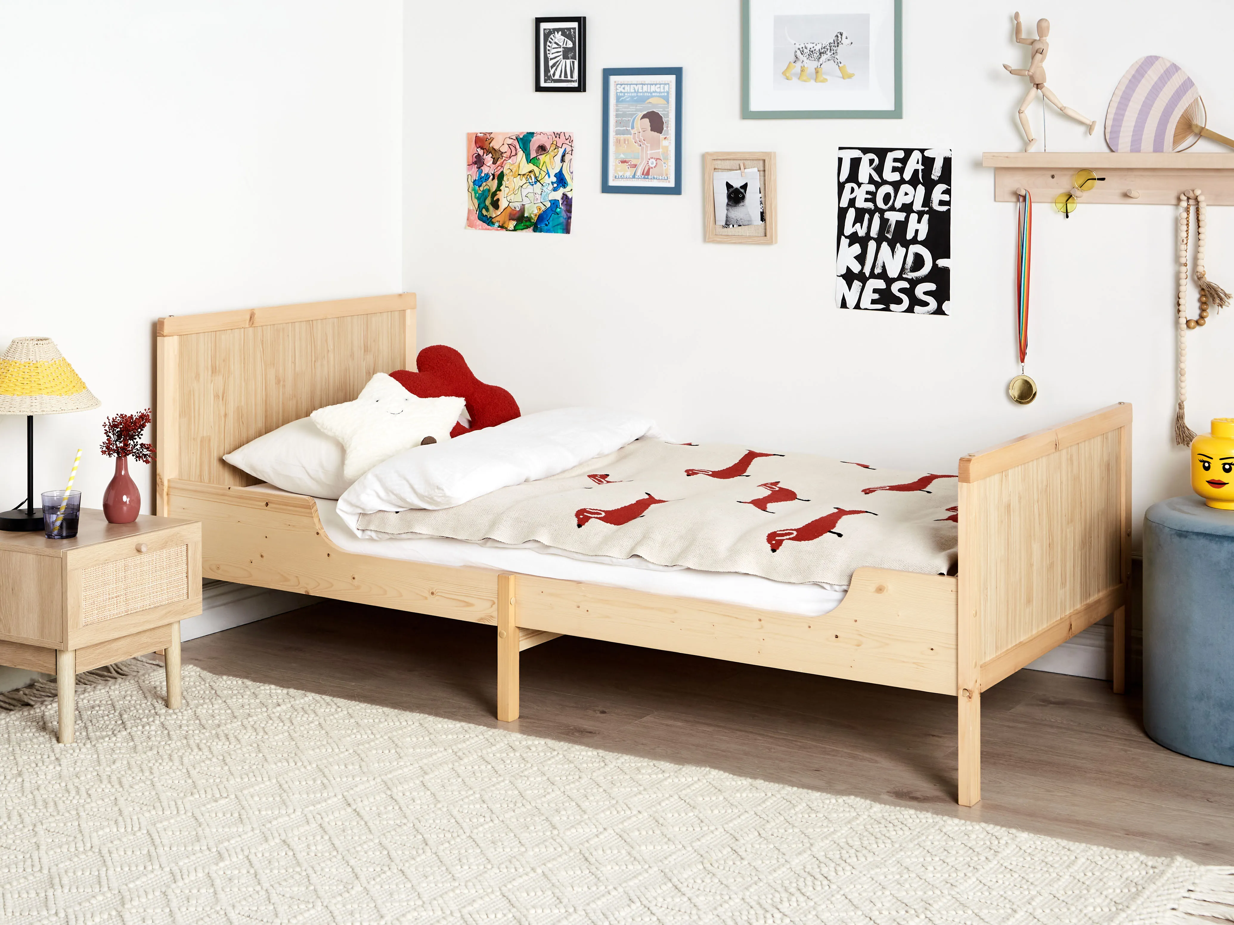 Uitschuifbaar kinderbed Dennenhout MONTIGNY 90 x 200 cm Lichtbruin