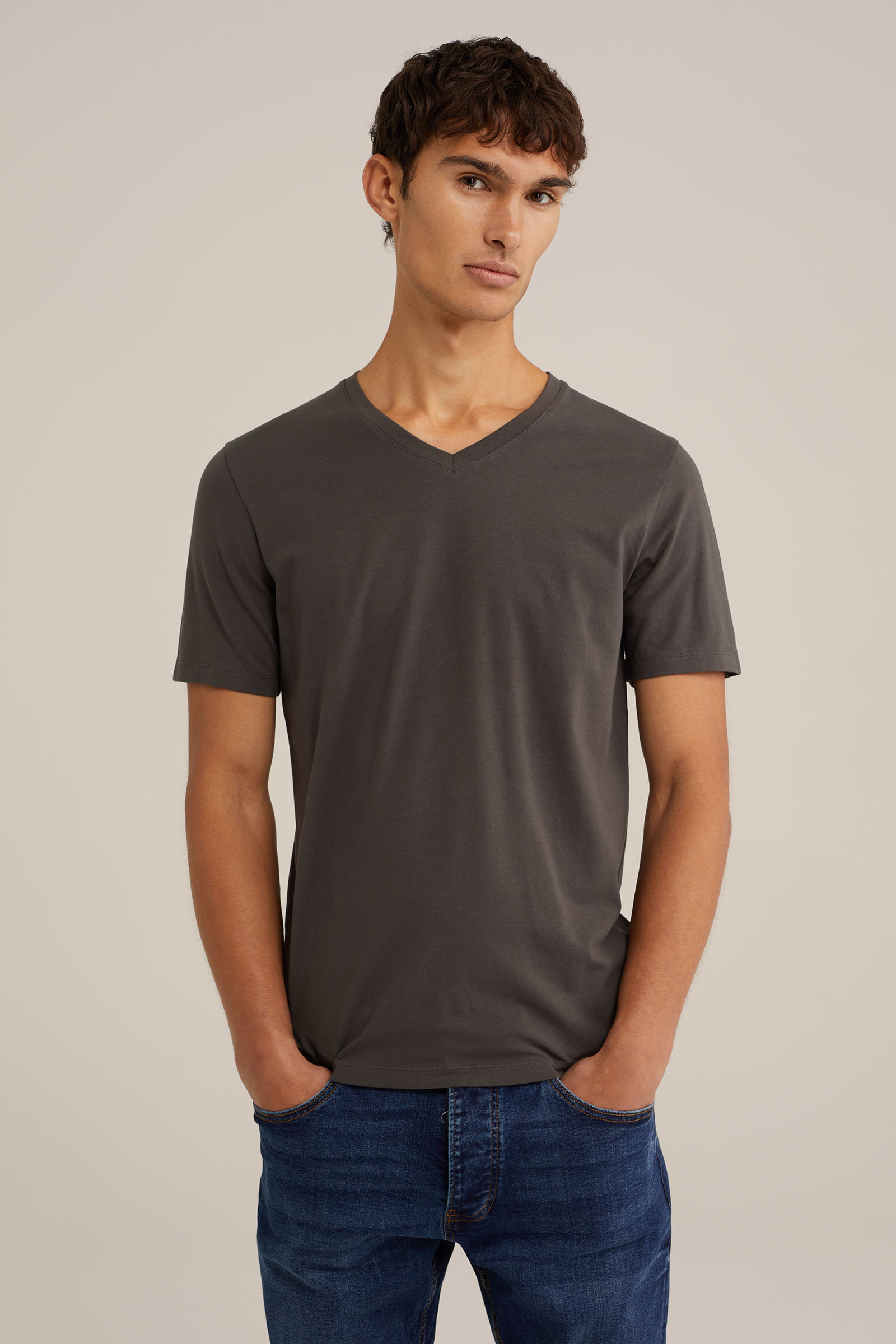 T-shirt WE Fashion Donkergrijs gemeleerd