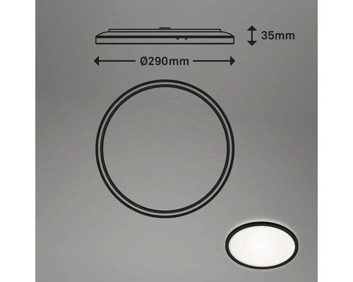 LED plafondlamp IP44 19W 2400 lm 4000 K HxØ 3,5x29 cm Slank zwart/wit + Backlight Effect