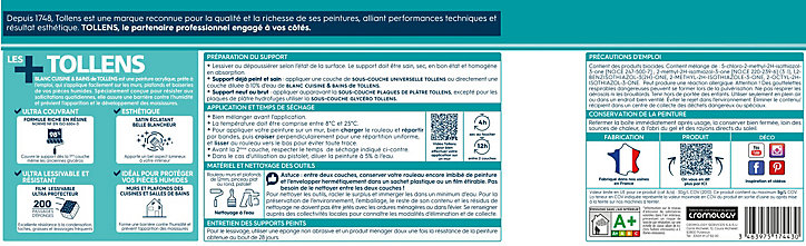 Peinture Tollens cuisine et salle de bains blanc satin 2,5L