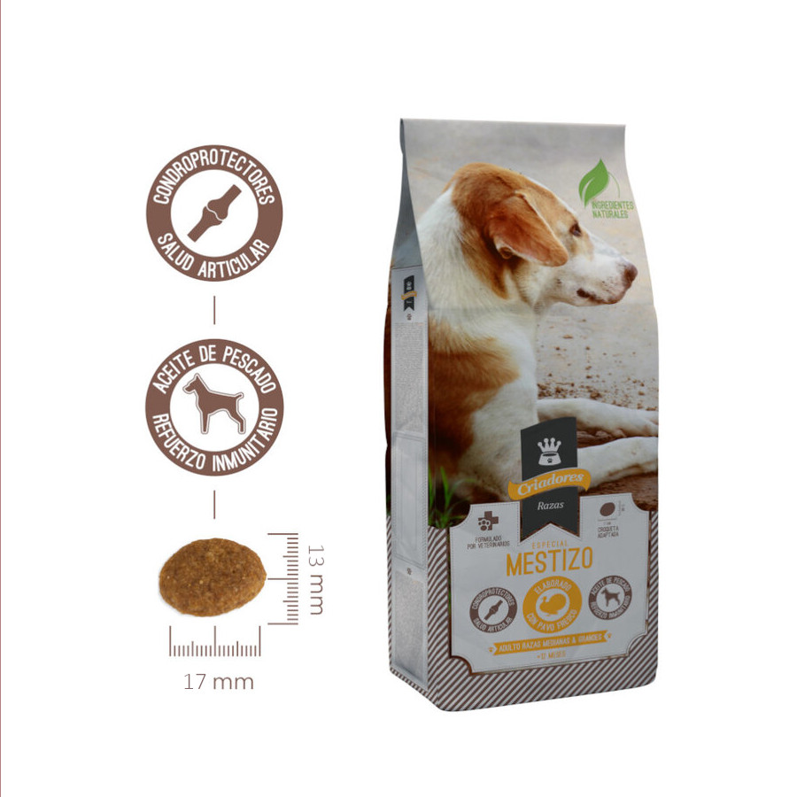 Ração para cães de raça mista com peru, ideal para cães de porte médio.