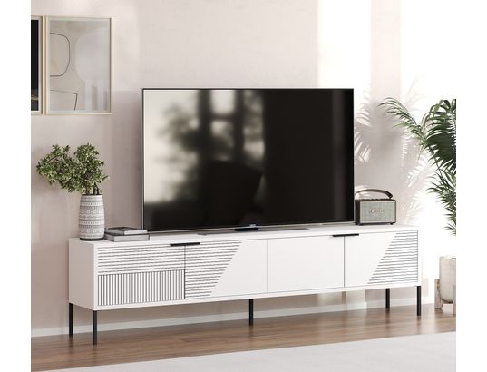 CONCEPT1 - Meuble TV Dore blanc 180 x 30 x h45 cm
