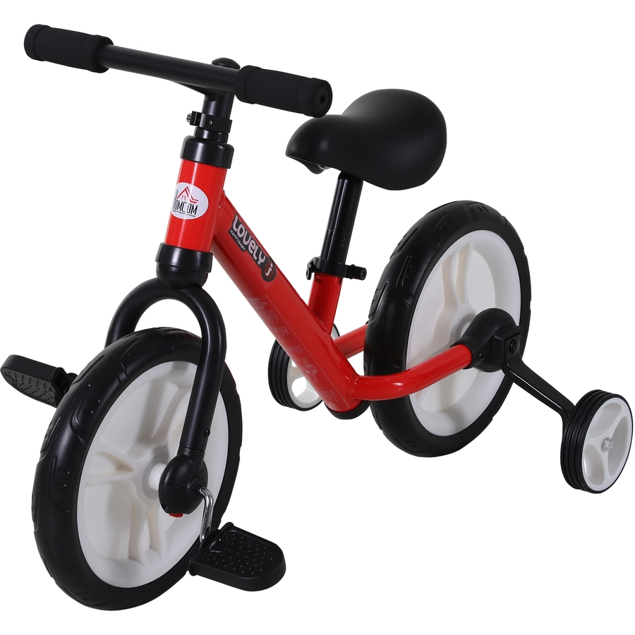 HOMCOM 2-in-1 Kinderfahrrad rot