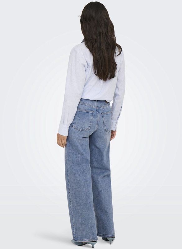 Only - Onljuicy Hw Rhinestone - Jeans - Medium Blue - Dames