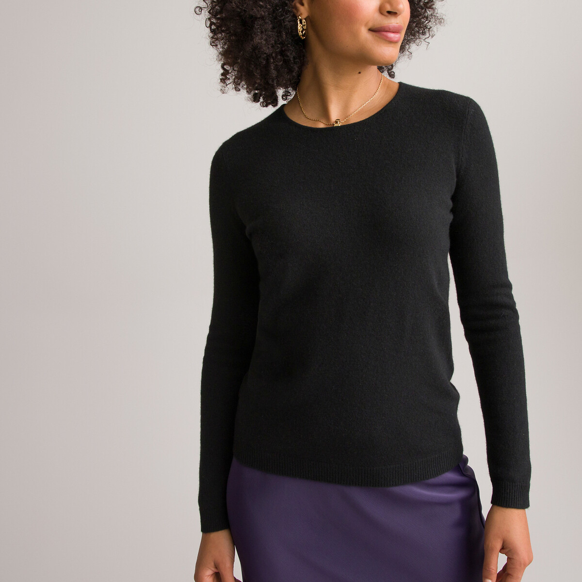 ANNE WEYBURN<br>Suéter de gola redonda, puro cashmere