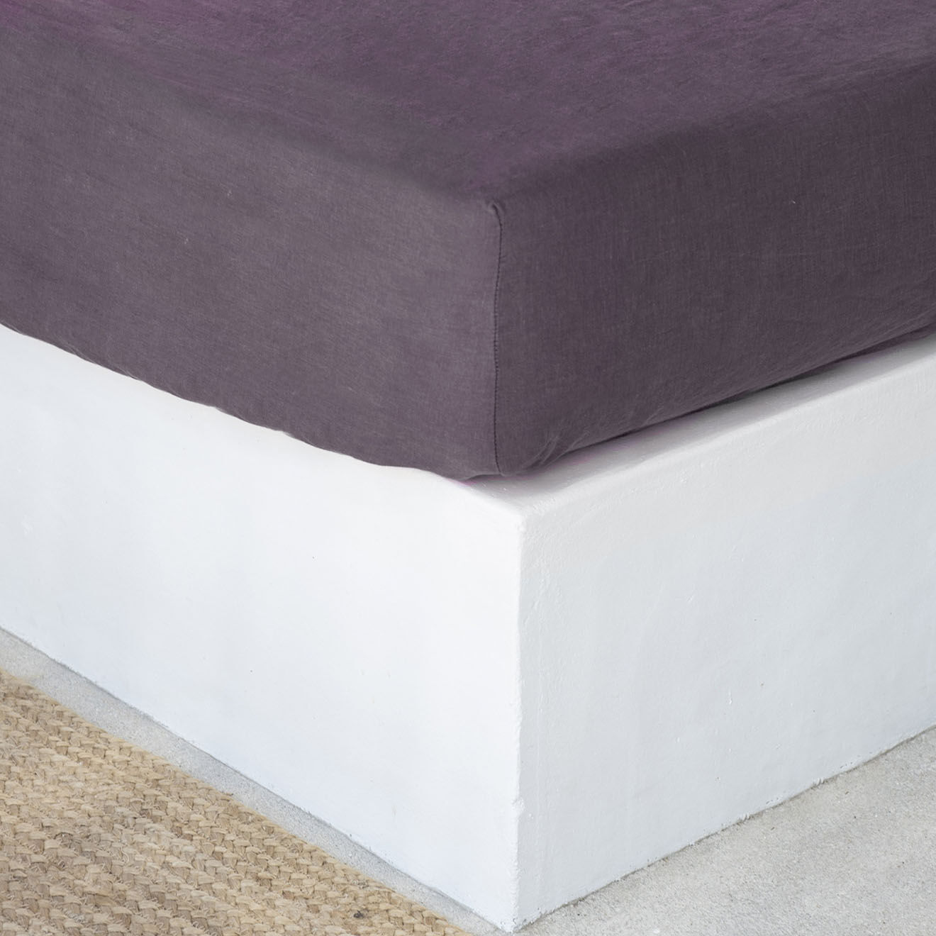 Febronie Drap housse 100% Lin lavé Hortense violine