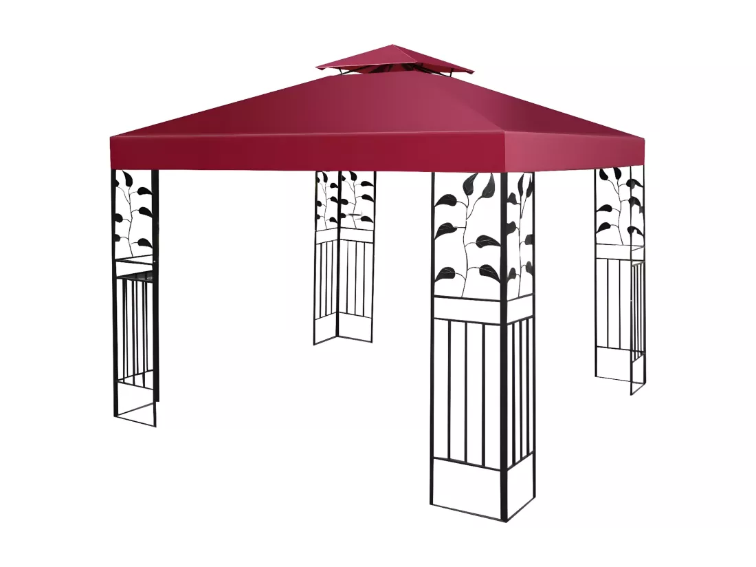 Toile de Toit de Rechange en Plastique et vinyle Impérméable de Jardin pour Pavillon Tonnelle Tente, 3 x 3 M (Vin Rouge)