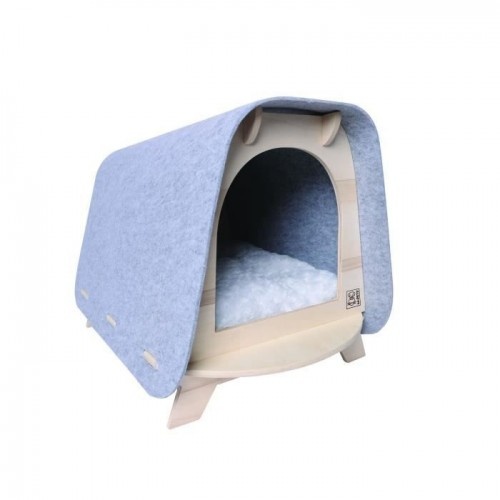 Cama em forma de caverna de madeira cinza Mpets para gatos