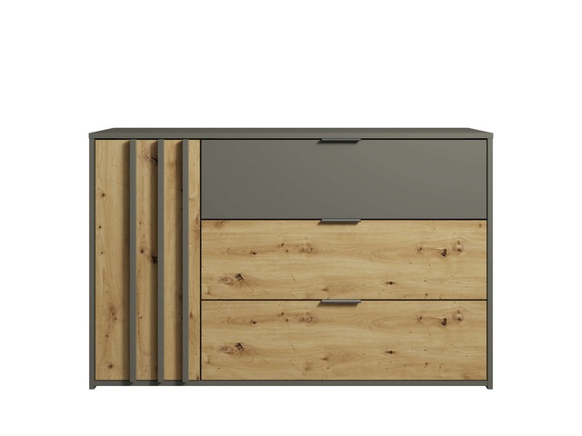 Home affaire Kommode »Kommode Loreto mit 3 Schubladen und eine Tür, B/T/H 125/36/80 cm« Kommode mit Schubladen und Drehtür sowie MDF-Lamellen