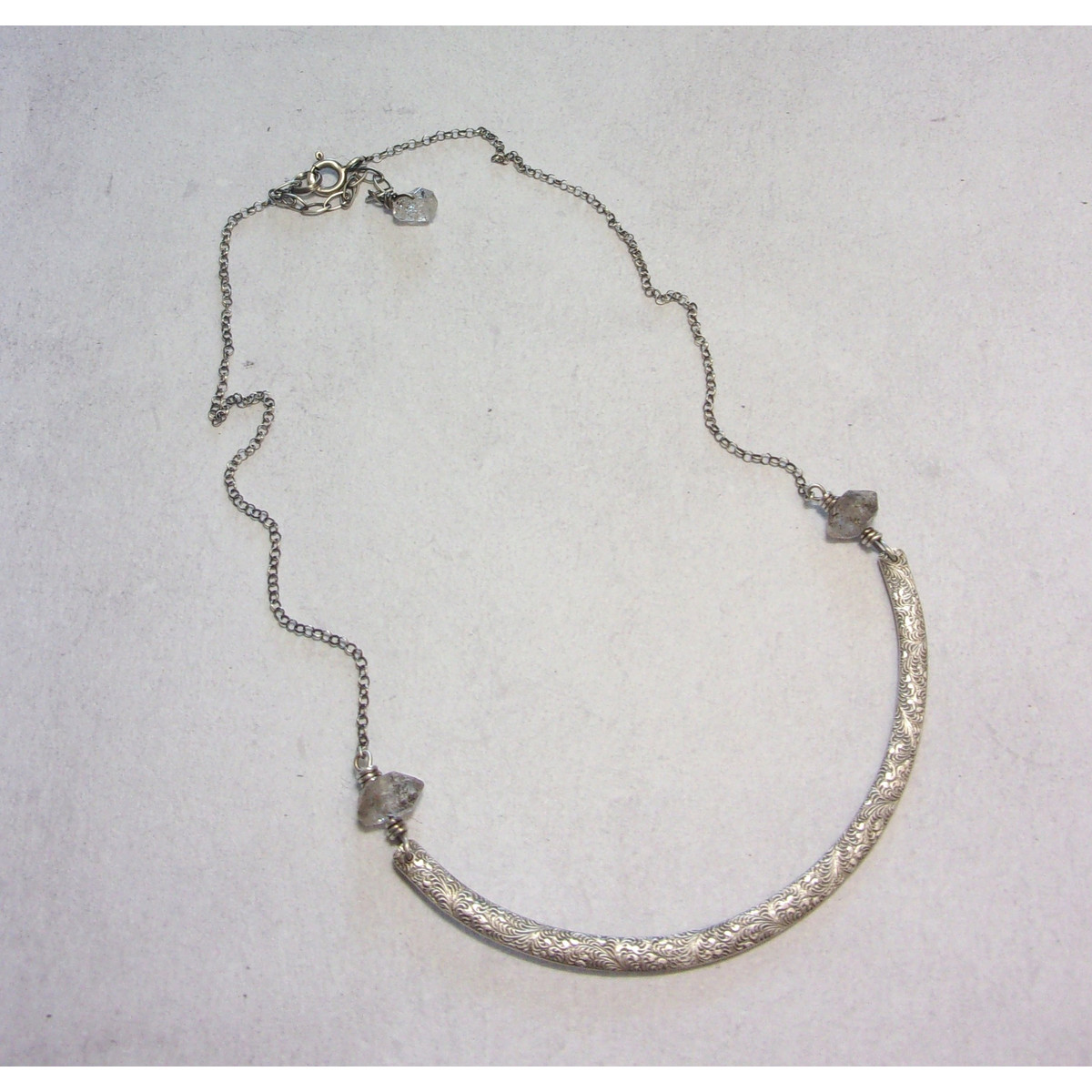 Collier Ethnique Argent 925 et Quartz Diamant
