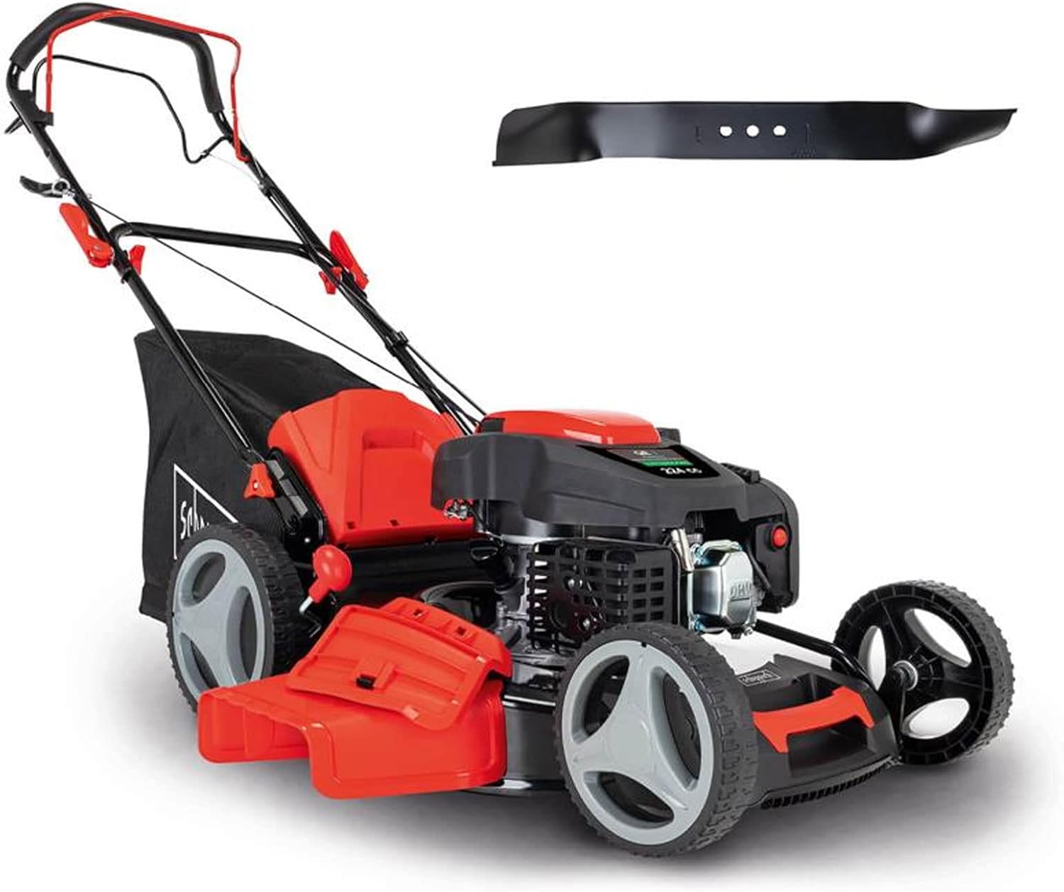 Scheppach Benzin Rasenmäher MS225-53 mit Radantrieb | 53cm Schnittbreite | 65L Fangbox | Höhenverstellung 7 Stufen | Seitenauswurf & Reinigungsfunktion | Mulchmäher | inkl. Ersatzmesser