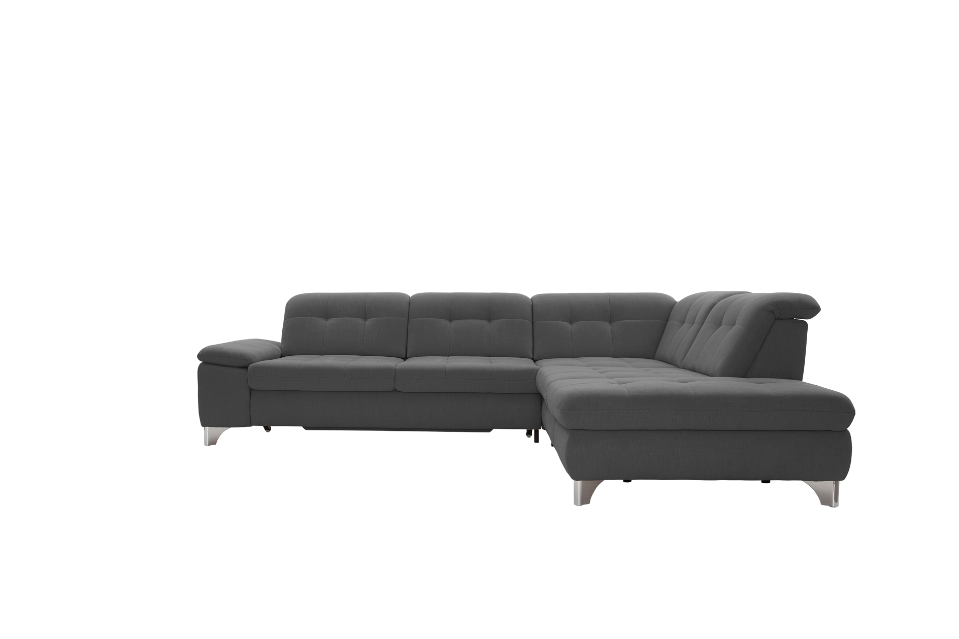 polsterpower Ecksofa - Miro grau - Basismodell - Ottomane rechts