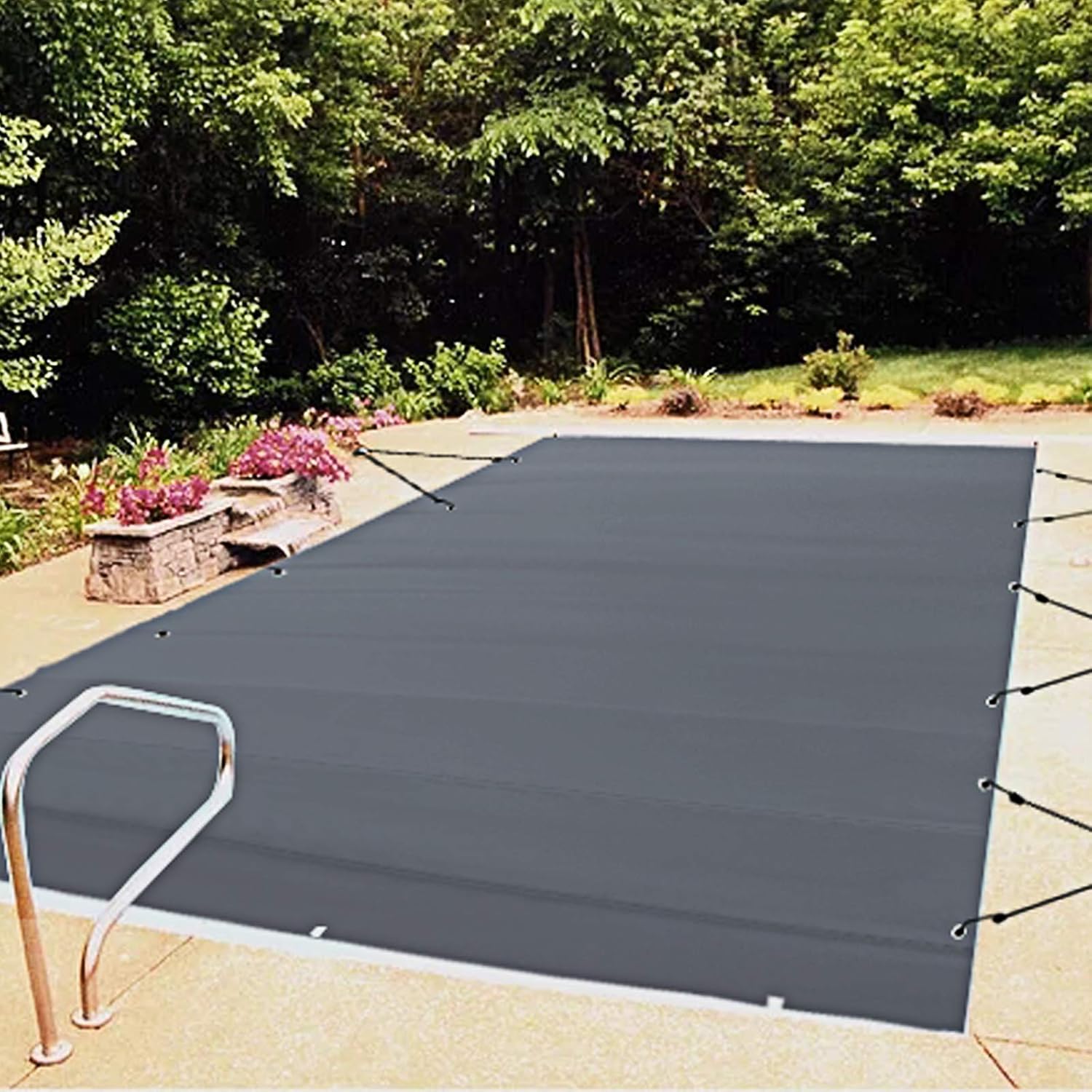 VEVOR Pool Abdeckplane Rechteckig 3,5 x 6 m Schwimmbadabdeckung PVC Holzkohle Poolabdeckung wasserdicht Poolüberdachung Winterabdeckplane Rechteck Poolplane Schmutzabweisende Abdeckplane für Pool