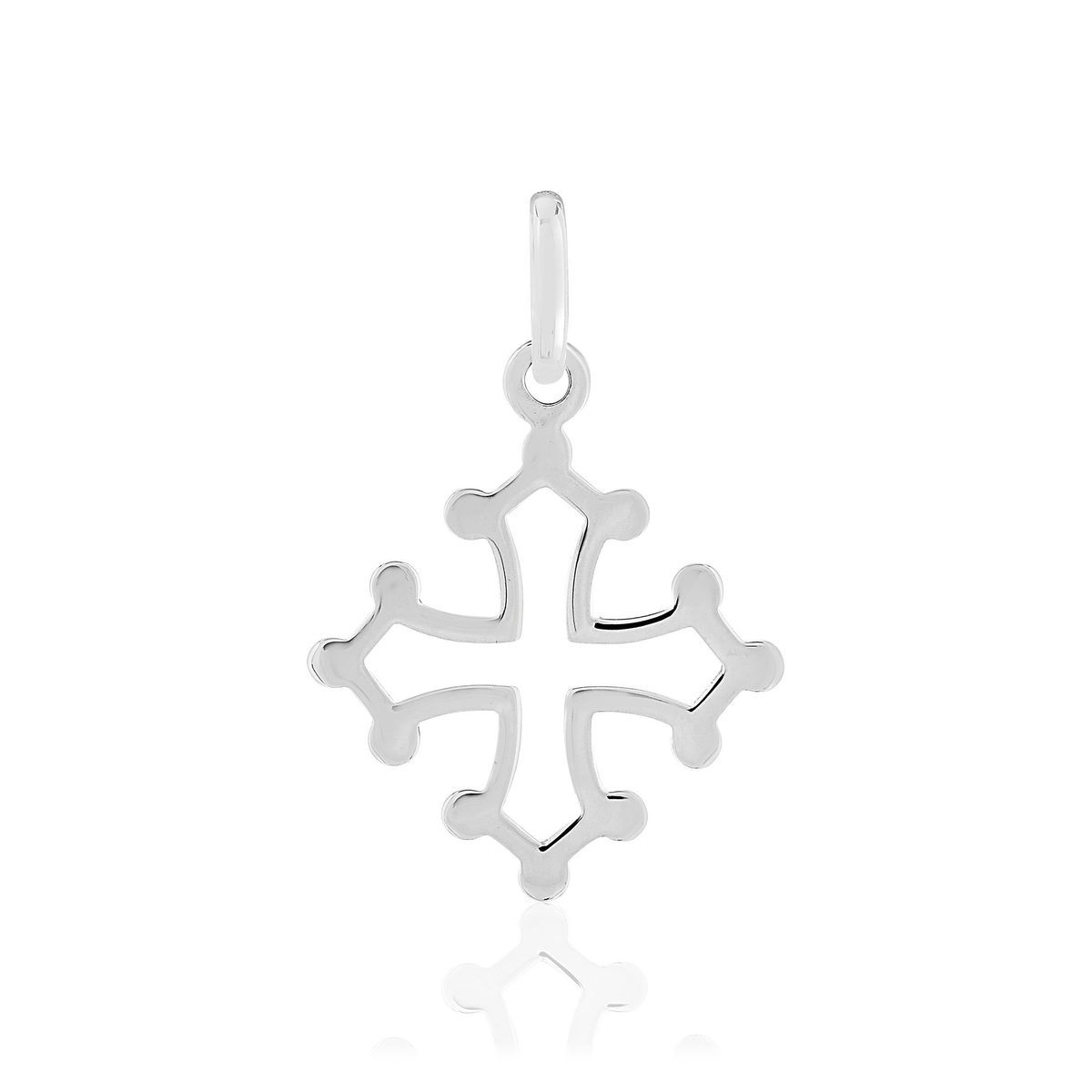 Pendentif Croix Occitane or blanc 375